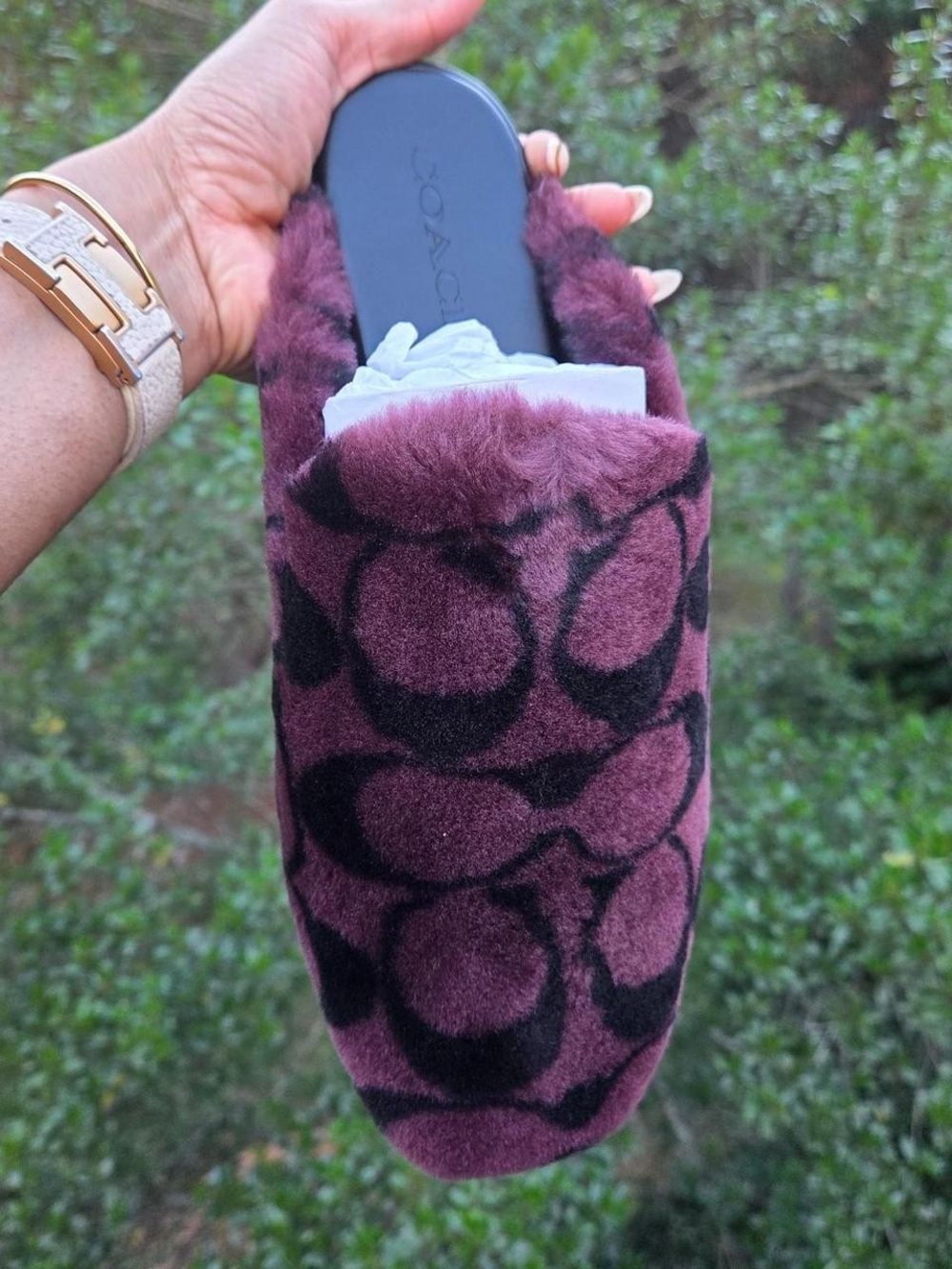 New Coach Plush Slip-Ons - Merlot - Picture 4 of 5
